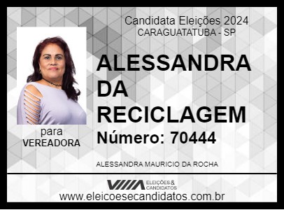 Candidato ALESSANDRA DA RECICLAGEM 2024 - CARAGUATATUBA - Eleições