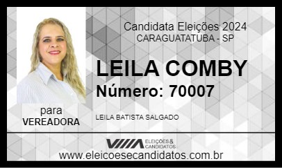 Candidato LEILA COMBY 2024 - CARAGUATATUBA - Eleições