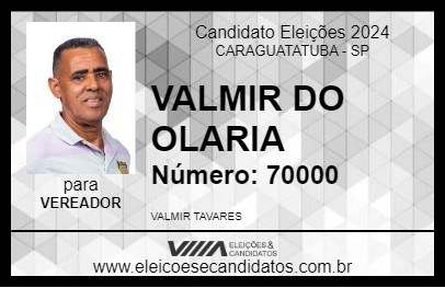 Candidato VALMIR DO OLARIA 2024 - CARAGUATATUBA - Eleições