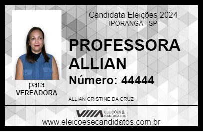 Candidato PROFESSORA ALLIAN 2024 - IPORANGA - Eleições