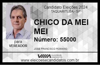 Candidato CHICO DA MEI MEI 2024 - TAQUARITUBA - Eleições