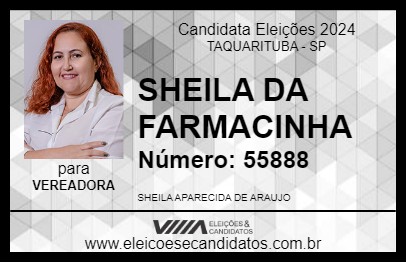 Candidato SHEILA DA FARMACINHA 2024 - TAQUARITUBA - Eleições