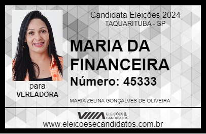 Candidato MARIA DA FINANCEIRA 2024 - TAQUARITUBA - Eleições