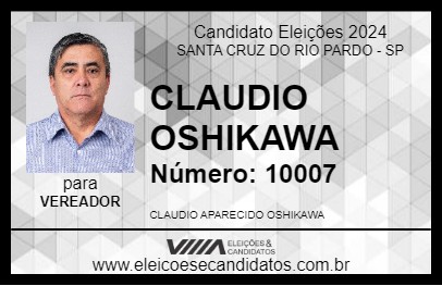 Candidato CLAUDIO OSHIKAWA 2024 - SANTA CRUZ DO RIO PARDO - Eleições