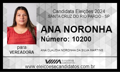 Candidato ANA NORONHA 2024 - SANTA CRUZ DO RIO PARDO - Eleições