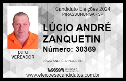 Candidato LÚCIO ANDRÉ ZANQUETIN 2024 - PIRASSUNUNGA - Eleições