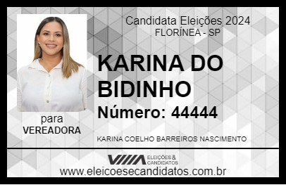 Candidato KARINA DO BIDINHO 2024 - FLORÍNEA - Eleições