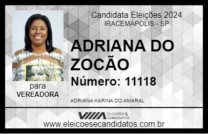 Candidato ADRIANA DO ZOCÃO 2024 - IRACEMÁPOLIS - Eleições