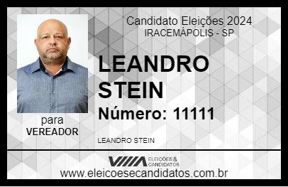 Candidato LEANDRO STEIN 2024 - IRACEMÁPOLIS - Eleições