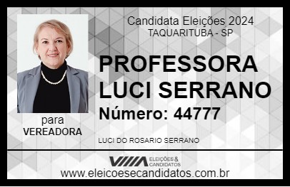 Candidato PROFESSORA LUCI SERRANO 2024 - TAQUARITUBA - Eleições