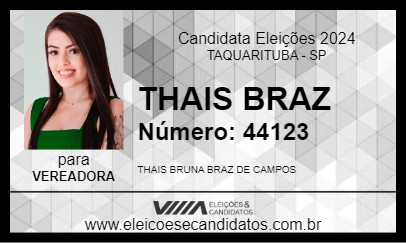 Candidato THAÍS BRAZ 2024 - TAQUARITUBA - Eleições