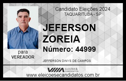 Candidato JEFERSON ZOREIA 2024 - TAQUARITUBA - Eleições