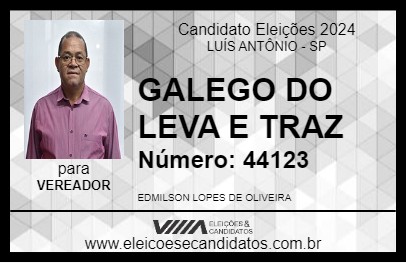 Candidato GALEGO DO LEVA E TRAZ 2024 - LUÍS ANTÔNIO - Eleições