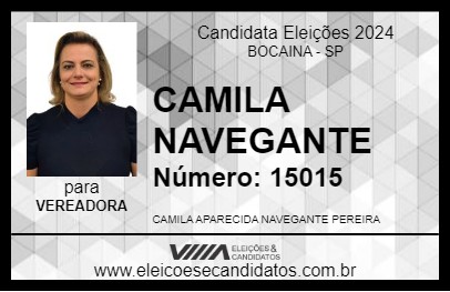 Candidato CAMILA NAVEGANTE 2024 - BOCAINA - Eleições