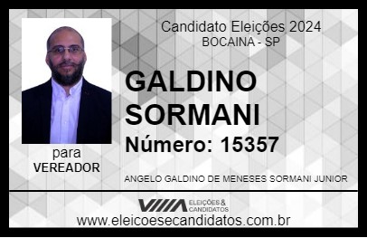 Candidato GALDINO SORMANI 2024 - BOCAINA - Eleições