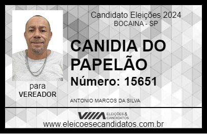 Candidato CANIDIA DO PAPELÃO 2024 - BOCAINA - Eleições