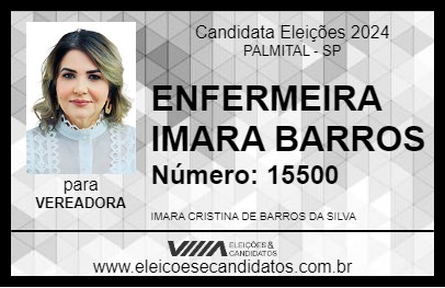 Candidato ENFERMEIRA IMARA BARROS 2024 - PALMITAL - Eleições