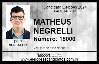 Candidato MATHEUS NEGRELLI 2024 - PALMITAL - Eleições