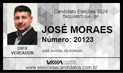 Candidato JOSÉ MORAES 2024 - TAQUARITUBA - Eleições