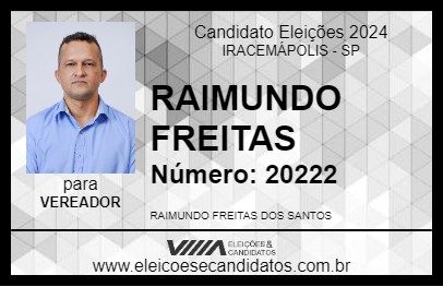 Candidato RAIMUNDO FREITAS 2024 - IRACEMÁPOLIS - Eleições