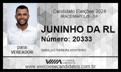 Candidato JUNINHO DA RL 2024 - IRACEMÁPOLIS - Eleições