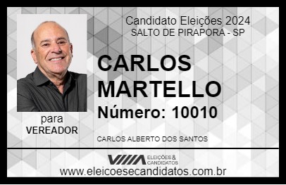 Candidato CARLOS MARTELLO 2024 - SALTO DE PIRAPORA - Eleições