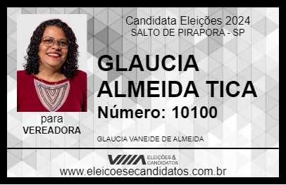 Candidato GLAUCIA ALMEIDA  TICA 2024 - SALTO DE PIRAPORA - Eleições