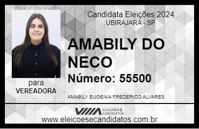 Candidato AMABILY DO NECO 2024 - UBIRAJARA - Eleições