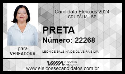 Candidato PRETA 2024 - CRUZÁLIA - Eleições