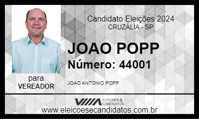 Candidato JOAO POPP 2024 - CRUZÁLIA - Eleições