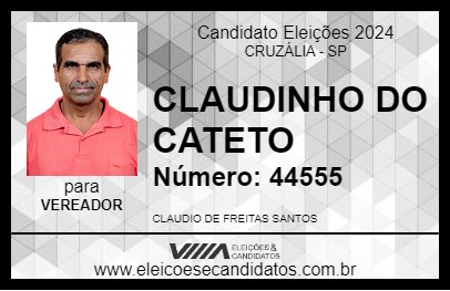 Candidato CLAUDINHO DO CATETO 2024 - CRUZÁLIA - Eleições