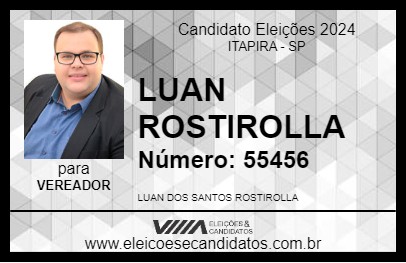 Candidato LUAN ROSTIROLLA 2024 - ITAPIRA - Eleições