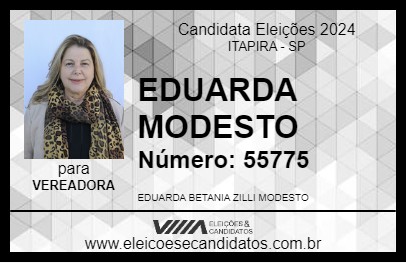 Candidato EDUARDA MODESTO 2024 - ITAPIRA - Eleições