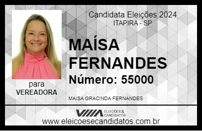 Candidato MAÍSA FERNANDES 2024 - ITAPIRA - Eleições