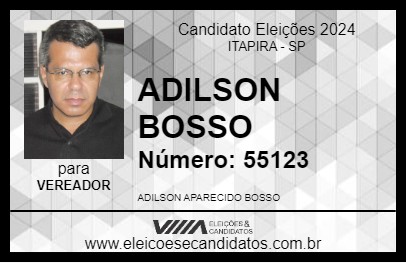 Candidato ADILSON BOSSO 2024 - ITAPIRA - Eleições