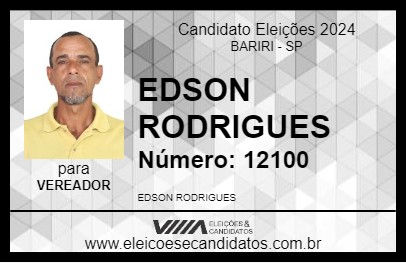 Candidato EDSON RODRIGUES 2024 - BARIRI - Eleições