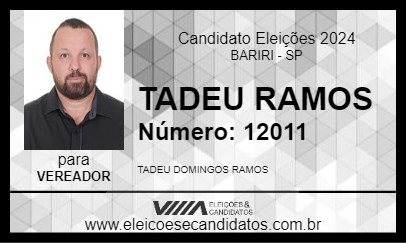 Candidato TADEU RAMOS 2024 - BARIRI - Eleições