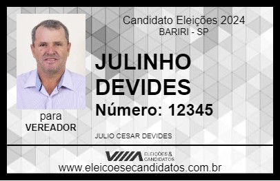 Candidato JULINHO DEVIDES 2024 - BARIRI - Eleições