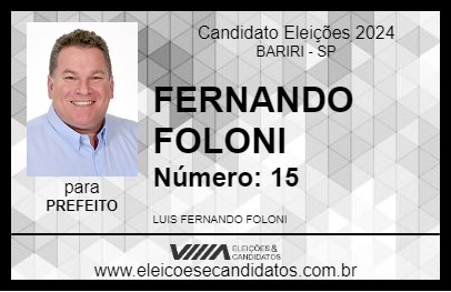 Candidato FERNANDO FOLONI 2024 - BARIRI - Eleições