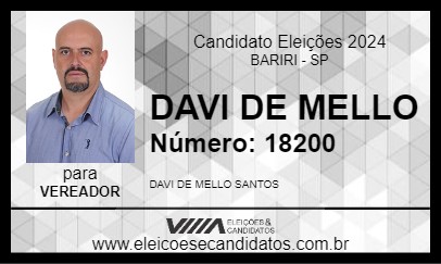 Candidato DAVI DE MELLO 2024 - BARIRI - Eleições