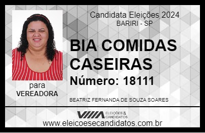 Candidato BIA COMIDAS CASEIRAS 2024 - BARIRI - Eleições