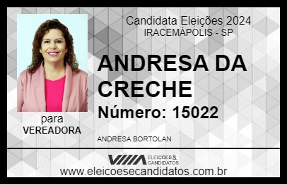 Candidato ANDRESA BORTOLAN 2024 - IRACEMÁPOLIS - Eleições