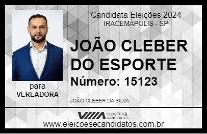 Candidato JOÃO CLEBER DO ESPORTE 2024 - IRACEMÁPOLIS - Eleições