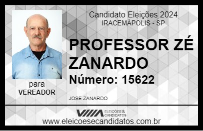 Candidato PROFESSOR ZÉ ZANARDO 2024 - IRACEMÁPOLIS - Eleições