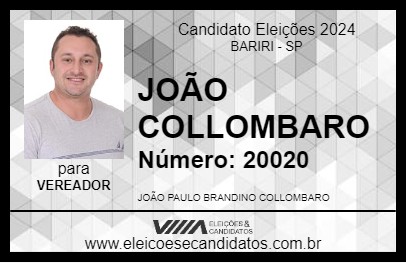 Candidato JOÃO COLLOMBARO 2024 - BARIRI - Eleições