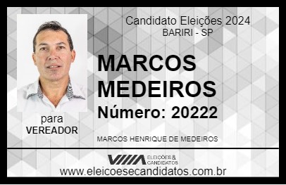 Candidato MARCOS MEDEIROS 2024 - BARIRI - Eleições