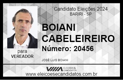 Candidato BOIANI CABELEIREIRO 2024 - BARIRI - Eleições