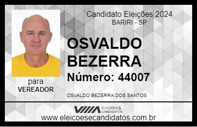 Candidato OSVALDO BEZERRA 2024 - BARIRI - Eleições