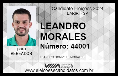 Candidato LEANDRO MORALES 2024 - BARIRI - Eleições