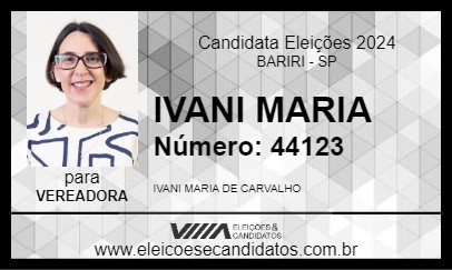 Candidato IVANI MARIA 2024 - BARIRI - Eleições